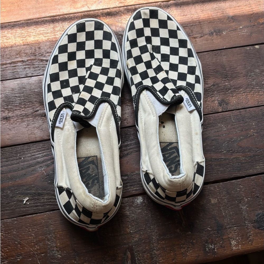 Vans Black and White Checkerboard Slip-Ons